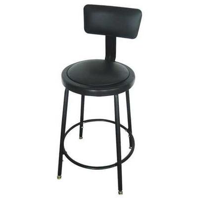 ZORO SELECT 5NWH4 Round Stool with Backrest, Height 24" to 33"Black