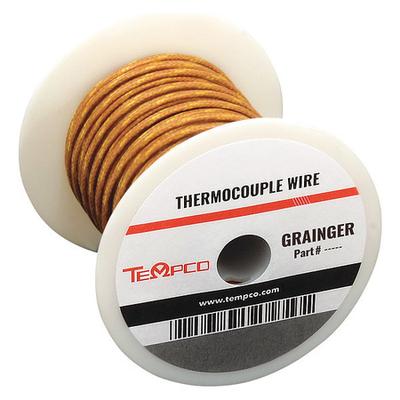 TEMPCO TCWR-1015 Thermocouple Lead Wire,K,24AWG,Sol,100Ft