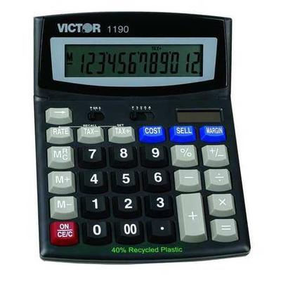 VICTOR TECHNOLOGY 1190 Finance Portable Calculator,LCD,12 Digit