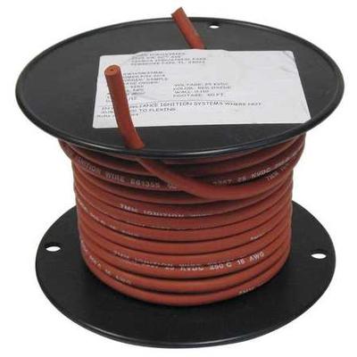 ROWE SW185M3050 High-Voltage Lead Wire, HV, 18 AWG, 50 ft, Red, Silicone Oxide