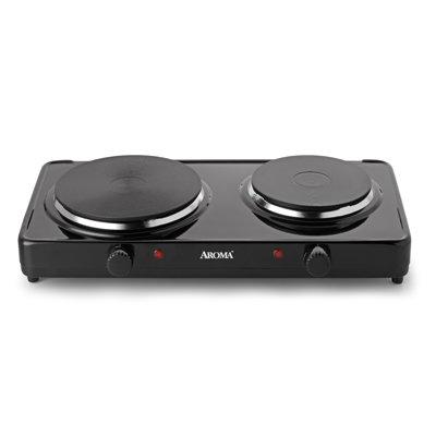 Aroma Dual Double Burner Die-Cast, Size 3.54 H x 14.29 W x 10.43 D in | Wayfair AHP-312