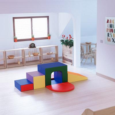 ECR4Kids SoftZone Single Tunnel Maze, Toddler Playset, Assorted, 6-Piece in Blue/Yellow | 18 H x 54 W x 72 D in | Wayfair ELR-12652