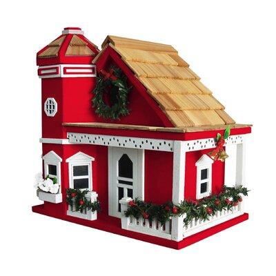 Home Bazaar Holiday Offerings Yuletide Cottage 10 in x 9 in x 9 in Birdhouse Wood in Brown/Red | 9 H x 7.25 W x 6.5 D in | Wayfair HB-9095CRS