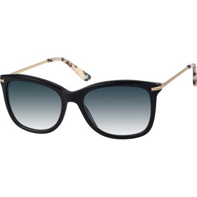 Zenni Women's Square Rx Sunglasses Black Tortoiseshell Mixed Full Rim Frame