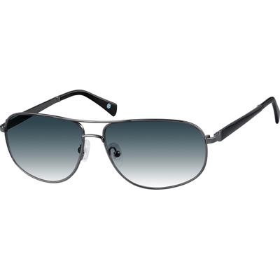 Zenni Men's Aviator Rx Sunglasses Gray Stainless Steel Full Rim Frame