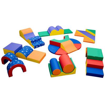Children's Factory SoftPlay 10 Piece Climber Set Foam/Vinyl in Blue | 30 H x 80 W x 60 D in | Wayfair CF322-078