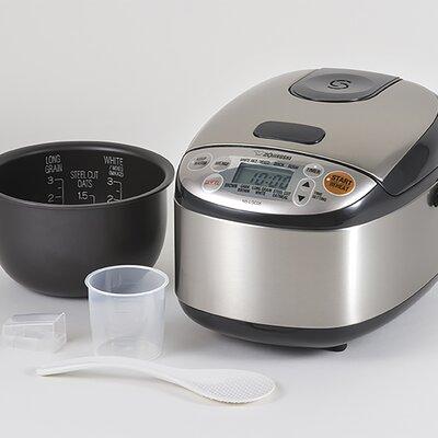Zojirushi Micom Rice Cooker & Warmer, 3 Cup (Uncooked), Stainless Black, Size 7.5 H x 9.13 W x 11.88 D in | Wayfair NS-LGC05XB