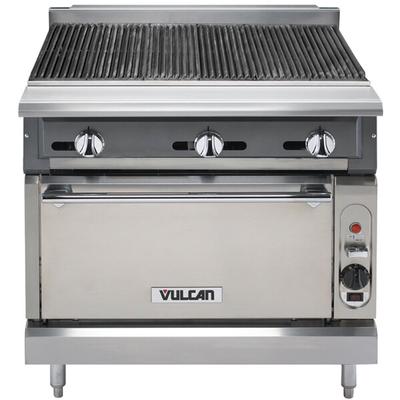Vulcan VCBB36C-LP V Series Liquid Propane 36" Radiant Gas Floor Model Charbroiler with Convection Oven Base - 131,000 BTU