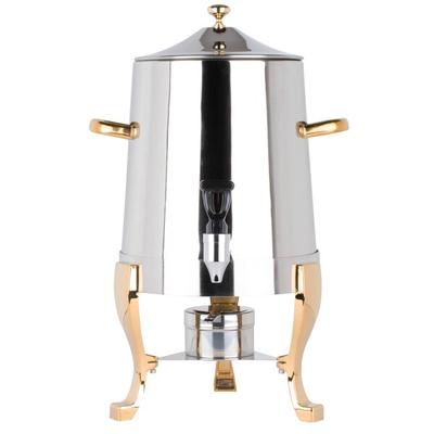 Choice Deluxe Stainless Steel 48 Cup Coffee Chafer Urn with Gold Accents - 3 Gallon