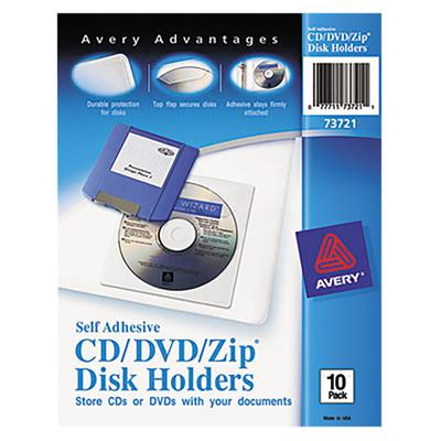 Avery® 73721 CD/DVD/Zip Self-Adhesive Pocket - 10/Pack