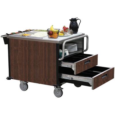 Lakeside 6755W SuzyQ Walnut Dining Room Meal Serving System with Two Heated Wells - 208V