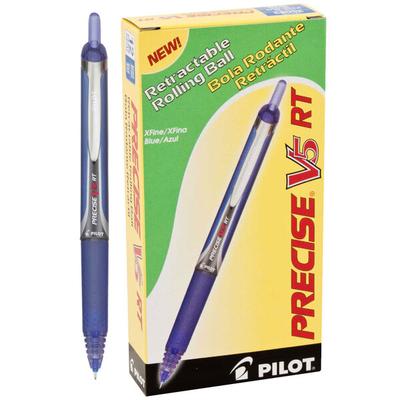 Pilot 26063 Precise V5RT Blue Ink with Blue Barrel 0.5mm Retractable Roller Ball Pen - 12/Pack