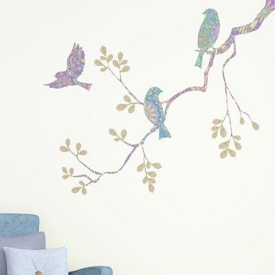 My Wonderful Walls Pastel Birds & Tree Branch Wall Decal Canvas/Fabric, Size 40.8 H x 46.8 W in | Wayfair 1239b-42
