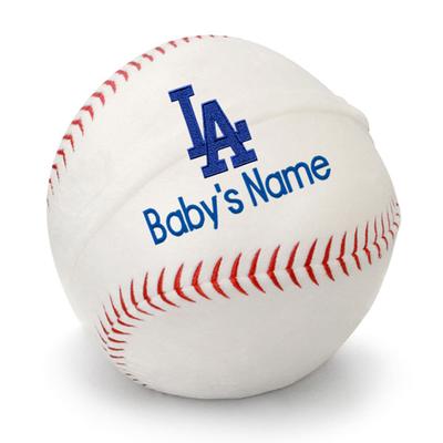 White Los Angeles Dodgers Personalized Plush Baby Baseball