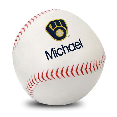 White Milwaukee Brewers Personalized Plush Baby Baseball