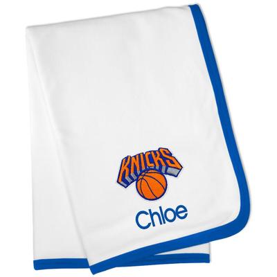 White New York Knicks Personalized Baby Blanket