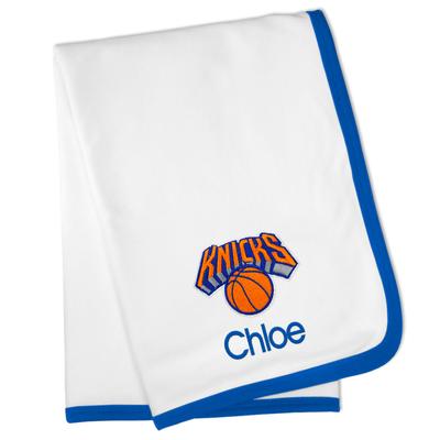 White New York Knicks Personalized Baby Blanket