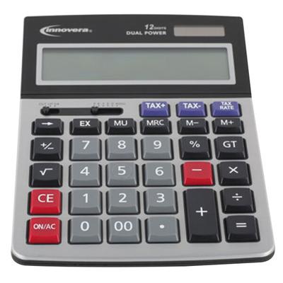 Innovera 15975 6 1/2" x 8 3/4" 12-Digit LCD Solar / Battery Powered Large Digit Calculator
