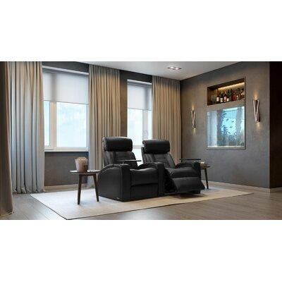 Latitude Run® Diamond Stitch Home Theater Row Seating (Row of 2) Genuine Leather in Black, Size 43.5 H x 70.5 W x 39.5 D in | Wayfair