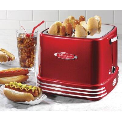 Nostalgia Retro Pop-Up Hot Dog Toaster, 4 Link & 4 Bun Capacity, w/ Mini Tongs, Works w/ Chicken, Turkey, Veggie Sausages & Brats in Red | Wayfair
