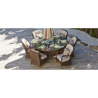 Wildon Home® Midbury 6 - Person Outdoor Dining Set w/ Cushions Glass/Wicker/Rattan in Brown | 28.35 H x 53.15 W x 53.15 D in | Wayfair