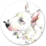 Design Art 'Bull Terrier Dog Watercolor' Oil Painting Print on Metal in White | 23 H x 23 W x 1 D in | Wayfair MT13395-C23