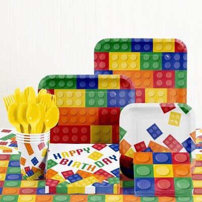 Creative Converting 81 Piece Block Party Birthday Paper/Plastic Tableware Set in Green/Red/Yellow | Wayfair DTC1012E2A