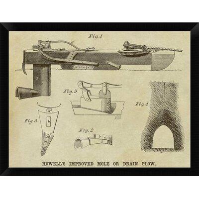 East Urban Home 'Howell's Improved Mole or Drain Plow' Framed Graphic Art Print Paper in Gray | 12 H x 16 W x 1 D in | Wayfair EASN7826 39525206