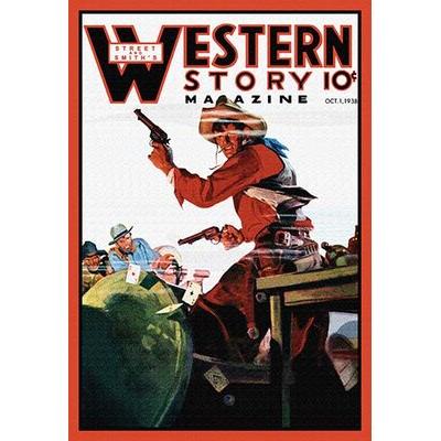 Buyenlarge Western Story Magazine: the Card Game Vintage Advertisement in Black/Brown/Green | 36 H x 24 W x 1.5 D in | Wayfair 0-587-10649-2C2436