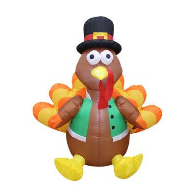 BZB Goods Turkey Thanksgiving Inflatable Polyester in Brown/Orange/Yellow, Size 48.0 H x 53.0 W x 33.0 D in | Wayfair 200352