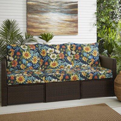 Charlton Home® Reagle Indoor/Outdoor Sofa Cushion Polyester in Black/Blue/Brown | 5 H x 69 W x 25 D in | Wayfair 98B6140287F54E7C9A515F75DD84D353