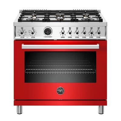 Bertazzoni Professional Series 36" 5.7 cu. ft. Freestanding Dual Fuel Ranges, Glass in Red, Size 37.5 H x 36.0 W x 27.375 D in | Wayfair
