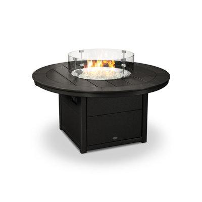 POLYWOOD® Polyresin Propane Natural Gas Fire Pit Table in Brown White, Size 23.75 H x 48.0 W x 48.0 D in | Wayfair CTF48RGR