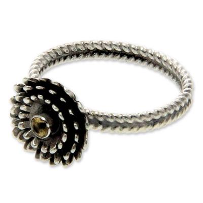 'November Chrysanthemum' - Hand Made Citrine Sterling Silver Ring
