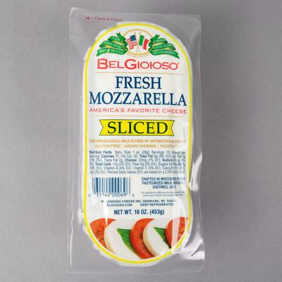 BelGioioso 1 lb. Pre-Sliced Fresh Mozzarella Cheese Log - 8/Case