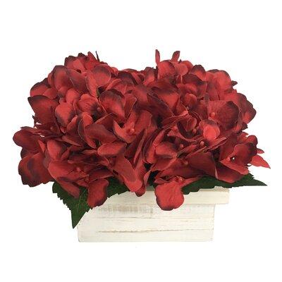 House of Hampton® Hydrangeas Floral Arrangement in White Pot in Red | 6.5 H x 6 W x 2 D in | Wayfair HOHM8171 43615050