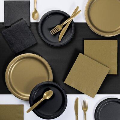 Creative Converting Paper/Plastic Party Supplies Kit in Black/Yellow | Wayfair DTCBKGLD2A