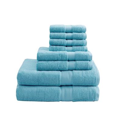 Madison Park Signature 800GSM 100% Cotton 8 Piece Towel Set in Aqua - Olliix MPS73-193