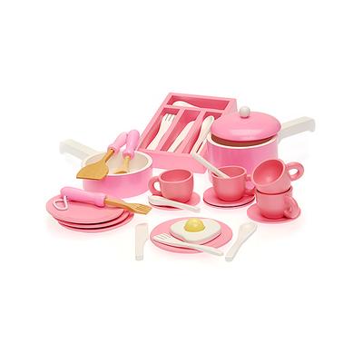 Constructive Playthings Play Cookware Sets - Pink Cookware & Dish Set