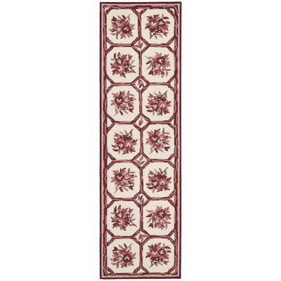 Brown/Red Area Rug - August Grove® Kendall Floral Handmade Looped Wool Ivory/Red Area Rug Wool in Brown/Red | Wayfair AGTG2164 42214654