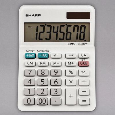 Sharp EL-310WB 3 1/4" x 4 1/4" 8-Digit Professional Mini Desktop Calculator