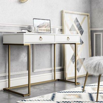 CosmoLiving by Cosmopolitan Camila Desk Wood/Metal in White | 30.91 H x 41.65 W x 19.69 D in | Wayfair 1796013COM