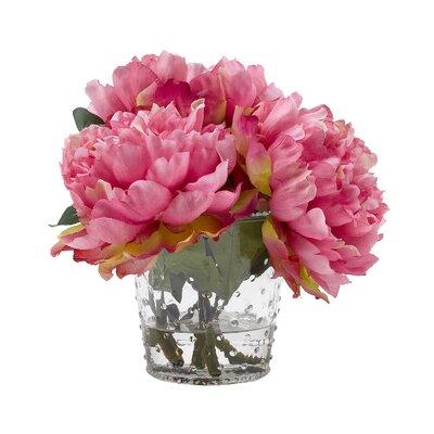 House of Hampton® Peonies Floral Arrangements & Centerpieces in Glass Vase Plastic in Pink/Red | 10 H x 10 W x 10 D in | Wayfair