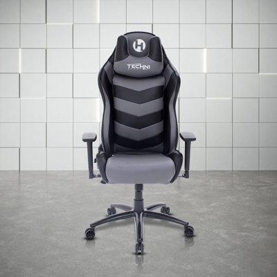 Latitude Run® Breesha Gaming Chair, Nylon in Gray/Black | 51 H x 27.6 W x 24 D in | Wayfair FC93BC52532644BF9A3ABF3BD7E211EE