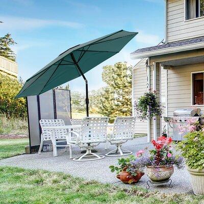 Pure Garden 10' Lighted Market Outdoor Umbrella Metal in Green | 96 H in | Wayfair M150351