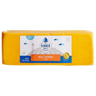 Dinner Bell Creamery Yellow Mild Cheddar Cheese 5 lb. - 2/Case