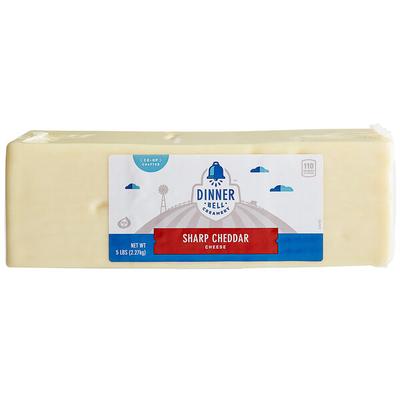 Dinner Bell Creamery White Sharp Cheddar Cheese 5 lb. - 2/Case