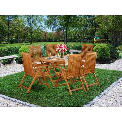 Longshore Tides Lamont 7 Piece Outdoor Dining Set Wood in Brown/White | 30 H x 59 W x 35.4 D in | Wayfair 282F341F4D294623AA25EF10D8BD8FB7