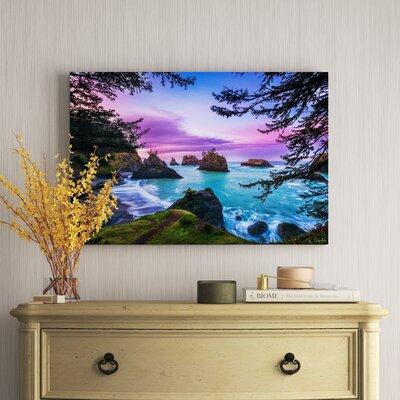 Wade Logan® Secret Beach Sunrise Oregon - Print on Canvas in White | 24 H x 36 W x 2 D in | Wayfair F58EFE85AB2145FEAB59B830B80D3F70