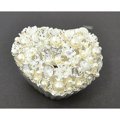Ciel Collectables Bejeweled Heart Trinket Box Metal/Wire in White, Size 1.25 H x 2.5 W x 2.25 D in | Wayfair 1013825C